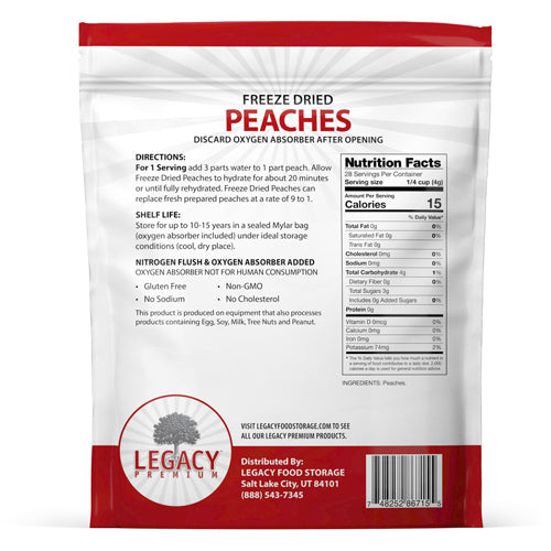 Freeze Dried Peaches for Emergency Supply Food Storage – Legacy Food ...