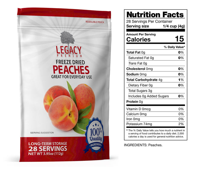 Freeze Dried Peaches for Emergency Supply Food Storage – Legacy Food ...