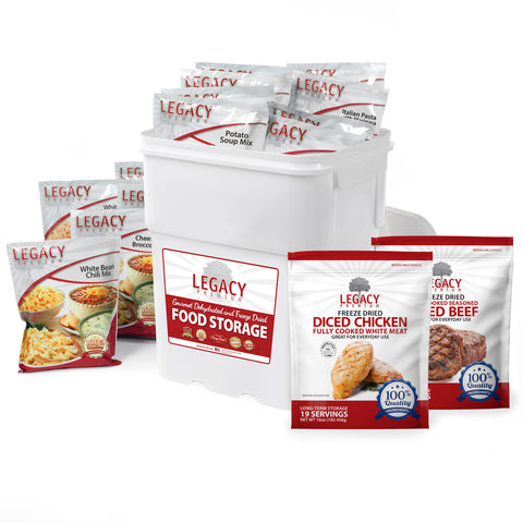 158 Serving Freeze Dried Chicken, Beef and Entree Combo Bucket