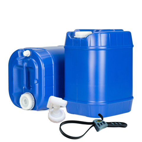 Emergency Water Storage 5 Gallon Water Tanks - 2 Tanks - 5 Gallons ea. w/Lids + Spigot - Food Grade, Portable - Survival Supply Water Container