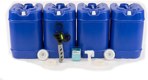 5 to 30 Gallon Blue 5 Gallon Water Container Packages - Stackable