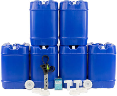 5 to 30 Gallon Blue 5 Gallon Water Container Packages - Stackable